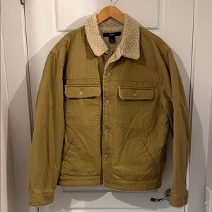 Vintage GAP Men's Khaki Sherpa-lined Field Jacket